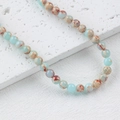 Natural light blue imperial stone beads with brown texture for DIY jewelry making - 1 Piece / Shoushan Stone 6mm