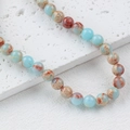 Polished natural stone beads in blue and brown hues for DIY jewelry necklaces - 1 Piece / Shoushan Stone 8mm