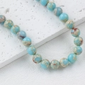 Blue sea sediment jasper round beads with natural brown mineral patterns for DIY jewelry - 1 Piece / Shoushan Stone 10mm