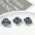 Macro shot of colorful iridescent dog charms for DIY jewelry making and bead necklaces - Iridescent Rainbow Black (7#)