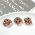 Detailed macro view of three iridescent brown poodle beads for DIY jewelry making - Iridescent Brown (10#)