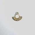 Detail of fan-shaped stainless steel pendant with gold plating and hollow filigree design - 1# White Jade