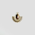 Detail of fan-shaped gold stainless steel pendant with oval tiger eye stone inlay - 3# Yellow Tiger Eye