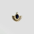 Macro shot of retro stainless steel sunburst pendant with deep blue oval stone - 4# Lapis Lazuli