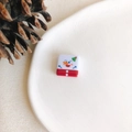Détail d'une perle bonhomme de neige carrée en résine pour bricolage de Noël et loisirs - Style Carré Figure de Bonhomme de Neige Peinte (11#)
