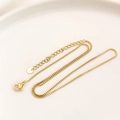 Polished 316L stainless steel gold box chain with lobster clasp and extender details - 1# Gold