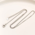Polished 316L stainless steel silver box chain necklace with lobster clasp and extender - 2# Steel Color