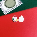 Detailed view showing both sides of a Santa Claus enamel alloy pendant for DIY jewelry - 9# White Base Santa Claus