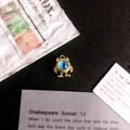 Detail of single-eyed monster alloy charm with blue eye for DIY jewelry making - Blue Eyes Gold