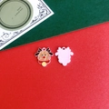 Detail of cartoon Christmas reindeer charms with colorful enamel finish and pink textured back - 5# Pink Reindeer
