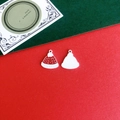 Detail of red and white enamel Christmas hat charms with metal alloy knitting texture - 12# White Base Hat