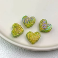 Detailweergave van hartvormige iriserende kralen met roosgravure voor DIY-sieraden maken - 3# Magisch Groen