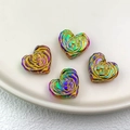 Detailweergave van iriserende hartvormige rozenkralen voor doe-het-zelf sieraden set van 4 - Kleurrijk Bruin