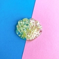 Macro detail of fan-shaped resin shell hair clip with shimmering green stone fillings - 2# Green Coarse Glitter Seashell