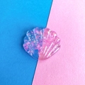 Detail of pink and purple resin shell hairclip accessory with sparkling glitter and sequins - 4# Light Pink Coarse Glitter Seashell