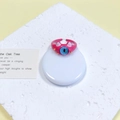 Roze monsterring met blauw oog en gele accenten in een creatief open ontwerp - Roze Blauw Oog Met Stekels (5#)