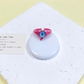 Roze monster open ring met een realistisch blauw kattenoog en schattige oortjes - Roze Kattenoor Blauw Oog (6#)