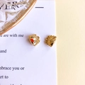 Detail of golden crab pendant with red enamel mouth and lucky Fu character relief - Gold Dumpling (1#Gold Dumpling)