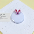 Roze konijnenoren monsterring met paars duivelsenoog in een creatieve stijl - Roze Konijnenoor Paars Oog (13#)