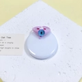 Schattige lavendel monster ring met blauwe kattenoog pupil en kattenoortjes - Lavendel Kattenoor Blauwe Kraal (14#)