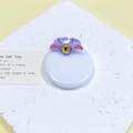 Schattige paarse monsterring met geel oog en verstelbare open ringband voor dames - Paars Roze Oor Geel Oog (21#)