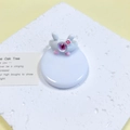 Creatieve witte konijn open ring met roze oogdetails en speels harsontwerp - Wit Konijn Roze Paars Oog (24#)