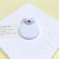 Schattige witte kattenring met paarse kattenoogsteen en roze details voor dames - Wit Kattenoor Paarse Edelsteen (25#)