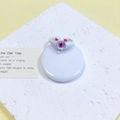 Witte monster kattenoog ring met roze verticale pupil en puntige oren - Wit Kattenoog Roze Paarse Pupil (26#)