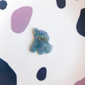 Detail of blue and purple marble acrylic bear accessory with gold accents for DIY crafts - Blue Marble Dog