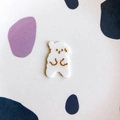 Detail of cute white acrylic bear charm with gold facial details for DIY hair accessories - White Standing Dog