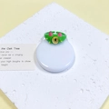 Verstelbare groene monsterring met geel kattenoog en roze oor-details - Groen Geel Oog Roze Oor (34#)