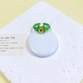 Schattige groene kleine monster open ring met gele pupil en roze oren - Helgroen Geel Oog Roze Oor (35#)