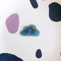 Macro shot of blue marble acrylic cloud charm with gold star and triple hanging holes - Blue Marble Cloud (With Holes)