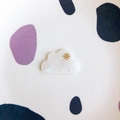Detail of white pearl acrylic sun cloud charm with three hanging holes for DIY jewelry - White Marble Cloud (With Holes)