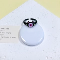 Unieke zwarte monsterring met paarse kattenogen en schattige kattenoren variant - Zwart Paars Oog Kattenoor (43#)