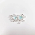 Detail of silver liquid metal heart pendant with Aurora Borealis crystals and rhinestones - Clear Matte Silver Heart
