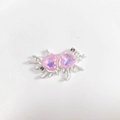 Detail of pink heart crystal pendant with silver liquid metal frame for DIY jewelry - Pink Matte Silver Heart