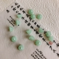 Light green carved lotus flower beads with center hole for DIY jewelry making - Light Green Jade Color Lotus Seed Heart