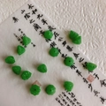 Green glass lotus flower and seed pod beads for handmade DIY hair jewelry - Dark Green Jade Color Lotus Seed Heart