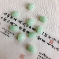 Green translucent lotus flower beads with fine petal textures for DIY hair accessories - Teal Green Lotus