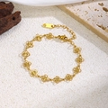 Armband aus 18K vergoldetem Edelstahl mit hohlen vierblättrigen Blumen-Gliedern - Hohlblumenarmband / Gold