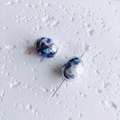 Detalle macro de cuentas de cerámica artesanales con esmalte jaspeado azul para joyería DIY - Cuenta Ovalada Patrón de Mármol / 1#(Estilo Ovalado Azul Profundo Estrellado)