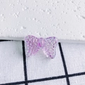 Detail of transparent iridescent purple bow pendant with glitter for DIY jewelry making - Iridescent Purple Pink Glitter Bowknot (12#)
