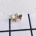 Macro detail of golden bow pendant with square purple zircon for DIY jewelry making - Gold Bow With Purple Stone (3#)
