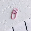 Close-up of pink matte lacquer metal lobster clasp with rotatable D-ring hardware - Pink Style (2#)