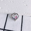 Detail of silver heart pendant with iridescent purple stone and small white pearl - 4#(Silver Heart Pearl)