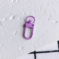 Gros plan sur un fermoir mousqueton en métal violet peint pour la création de porte-clés - Style Violet (7#)