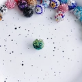 Sparkling 10mm green gradient rhinestone clay ball bead for DIY jewelry making - Size 7