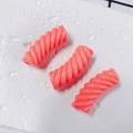 Close-up of three bright pink resin twisted tube beads for DIY bracelet jewelry making - Bright Pink (1#)