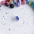 Blue and white 10mm rhinestone disco ball clay bead for DIY jewelry making and crafts - Size 9